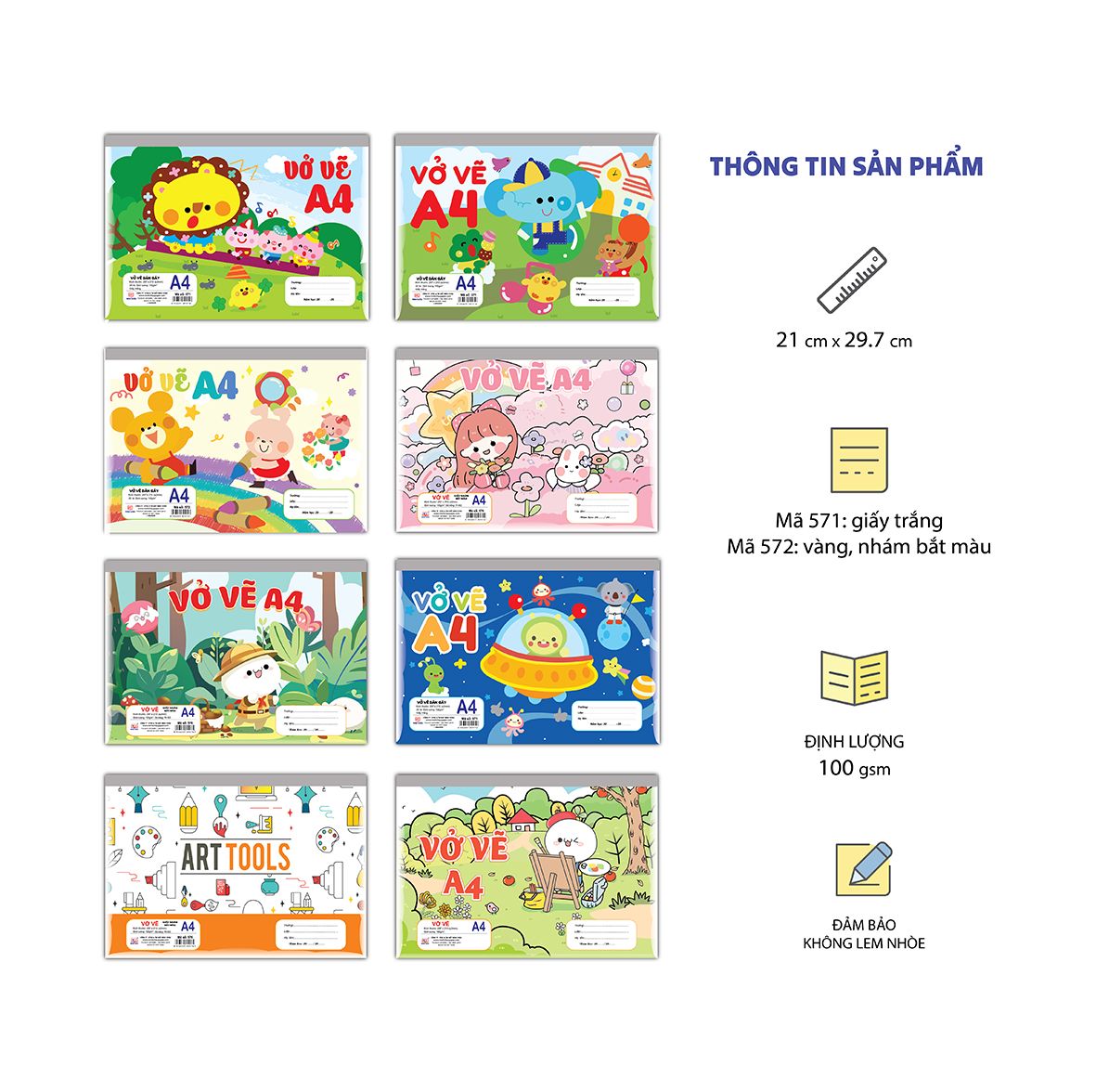 Vở vẽ dán gáy A4  (Mã 571-572)