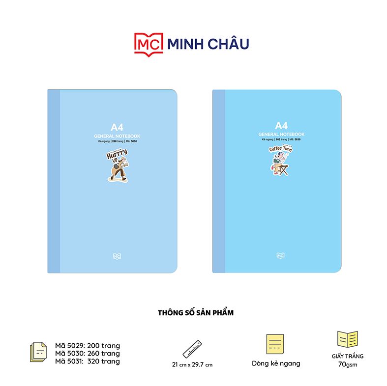 Sổ cao cấp bìa bồi, may gáy A4 (Bộ mẫu Văn phòng - Mã số 5029-5030-5031)