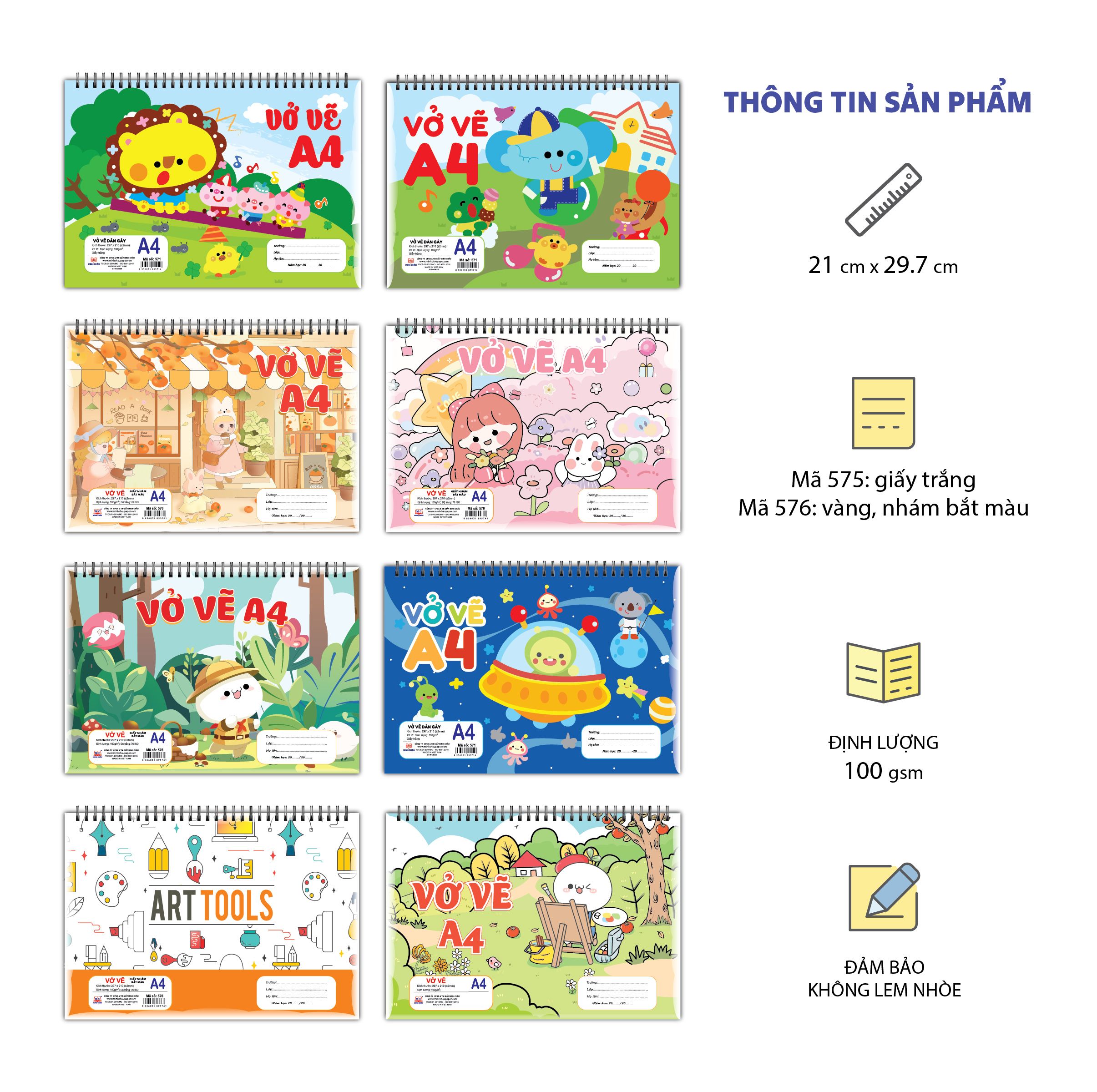 Vở vẽ lò xo A4 (Mã 575-576)