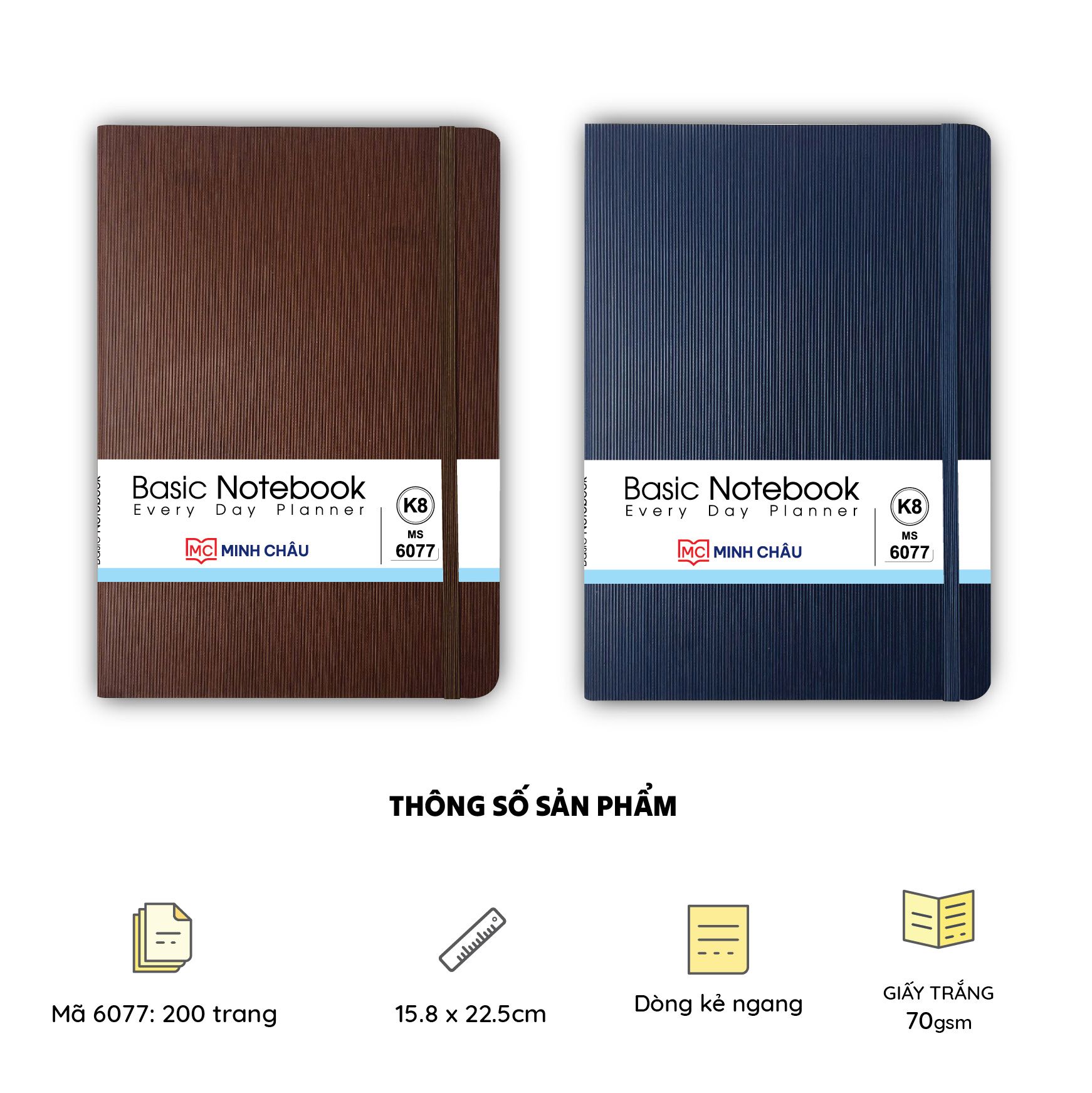  SỔ DA BASIC NOTEBOOK K8 (Mã số: 6077)