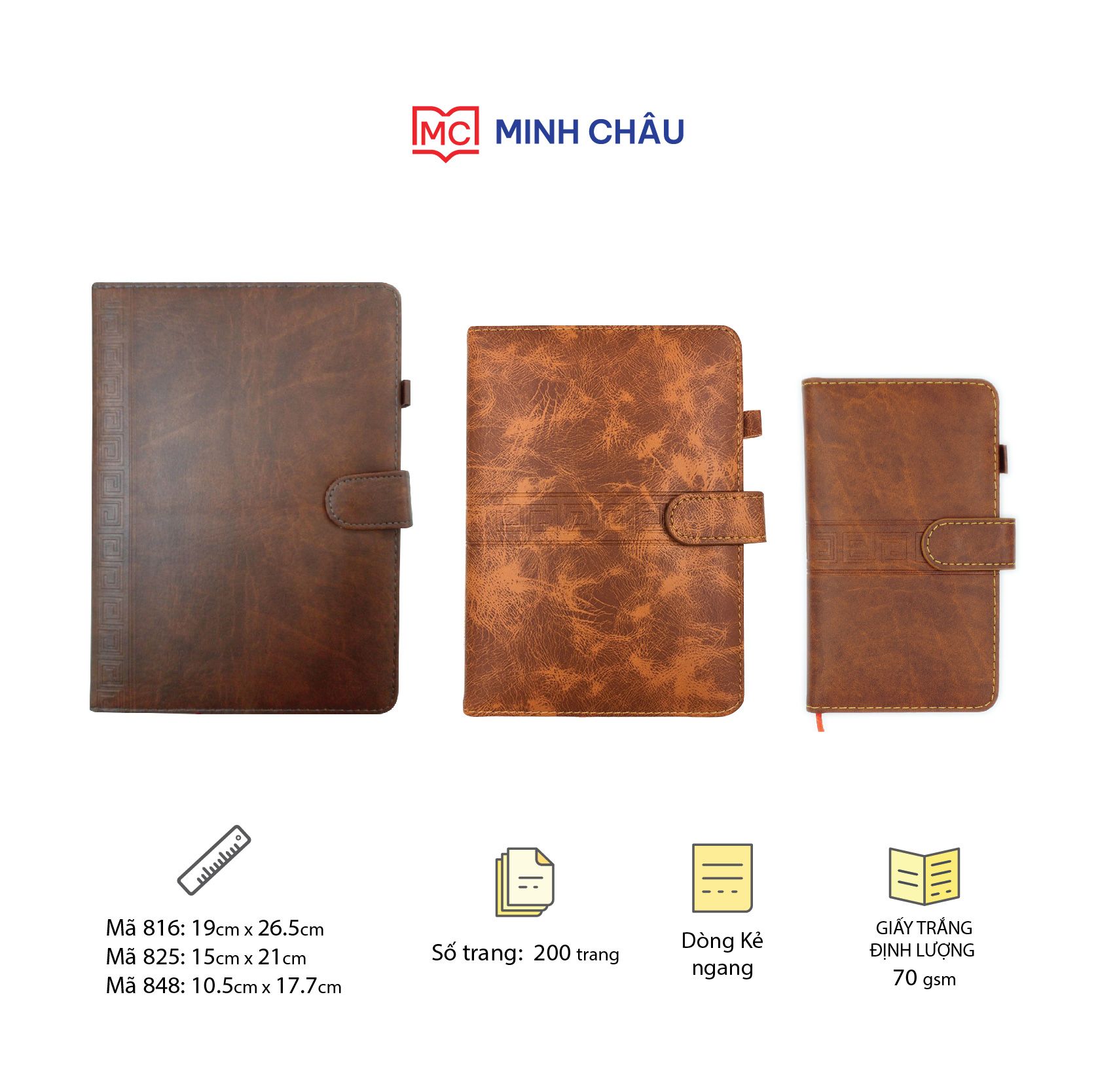 Sổ da khuy bấm màu loang, đen-nâu-vàng (Mã số: 816 – 825 -848)